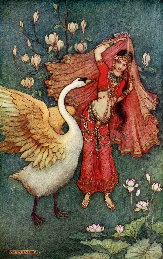 Storia di Nala e Damayanti nell'Illustrazione di Warwik Goble