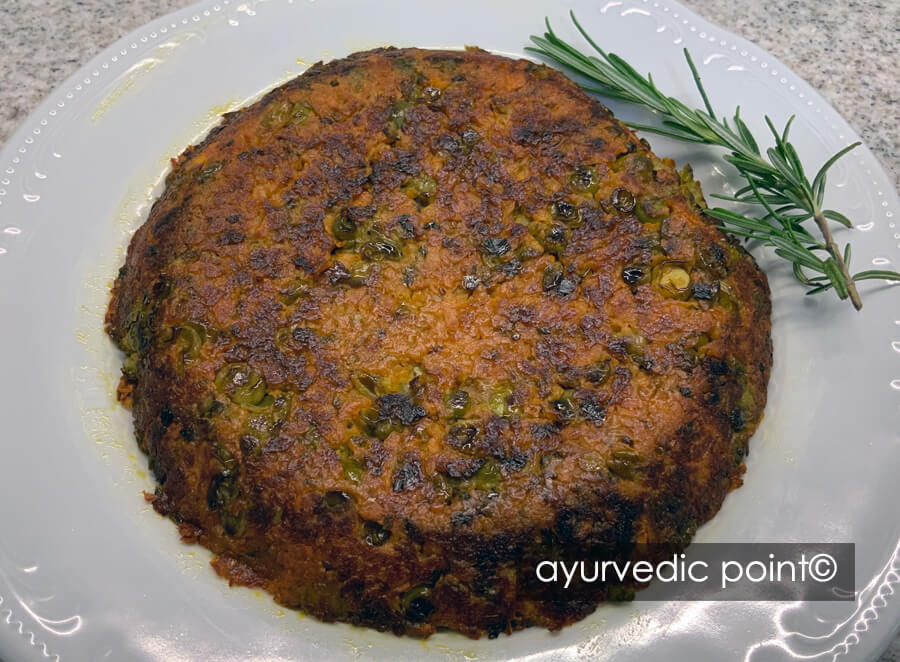 Tortino di batata rossa e piselli - ricetta ayurvedica