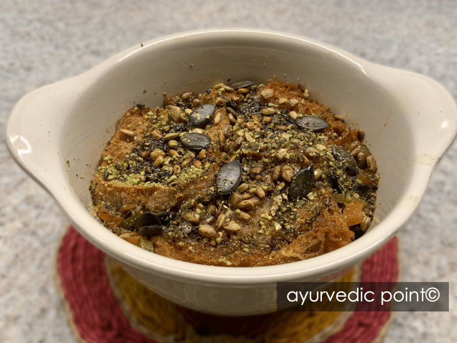Zuppa gratinata: ricetta ayurvedica con zucca, lenticchie, carote, cavolo | Ayurvedic Point©, Milano
