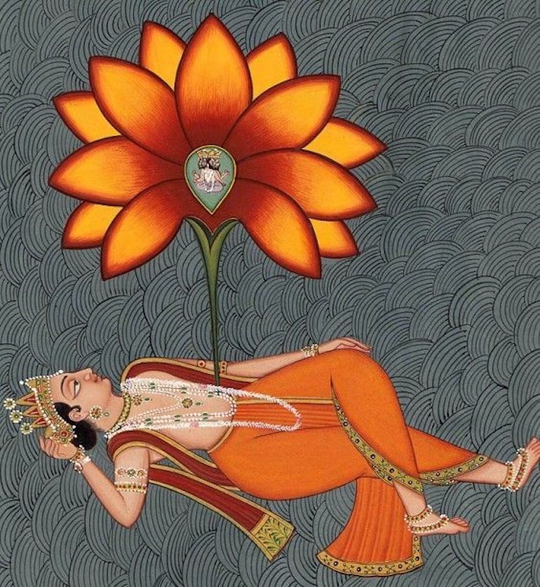 Il dio Visnu raffigurato con un ombelico (Nābhi) di Loto | Ayurvedic Point©