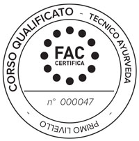 Timbro FAC certifica del corso qualificato di tecnico in Āyurveda